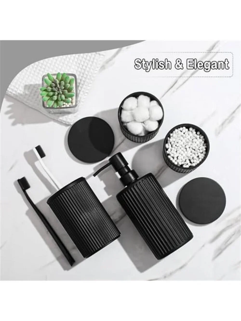 Matte Black Bathroom Accessories Set, 4 Pcs Glass Bathroom Accessory Set